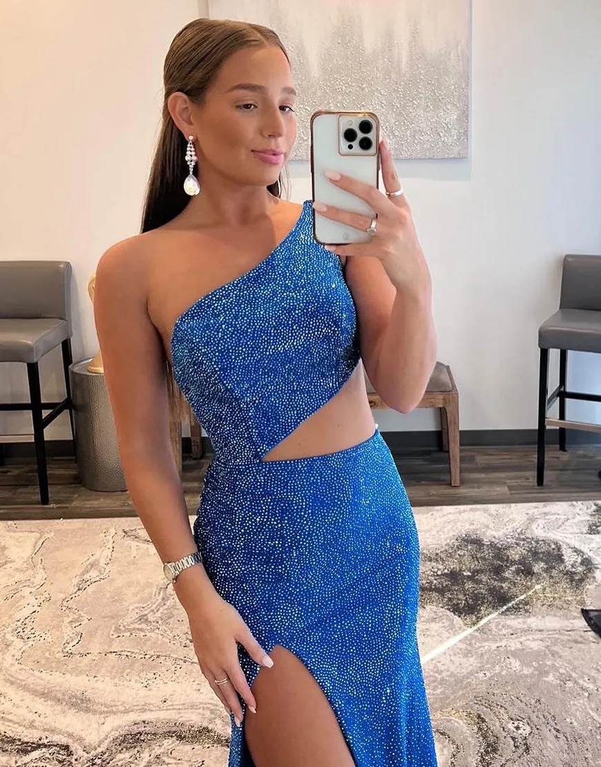 Toni | One Shoulder Royal Blue Prom Dress with Split