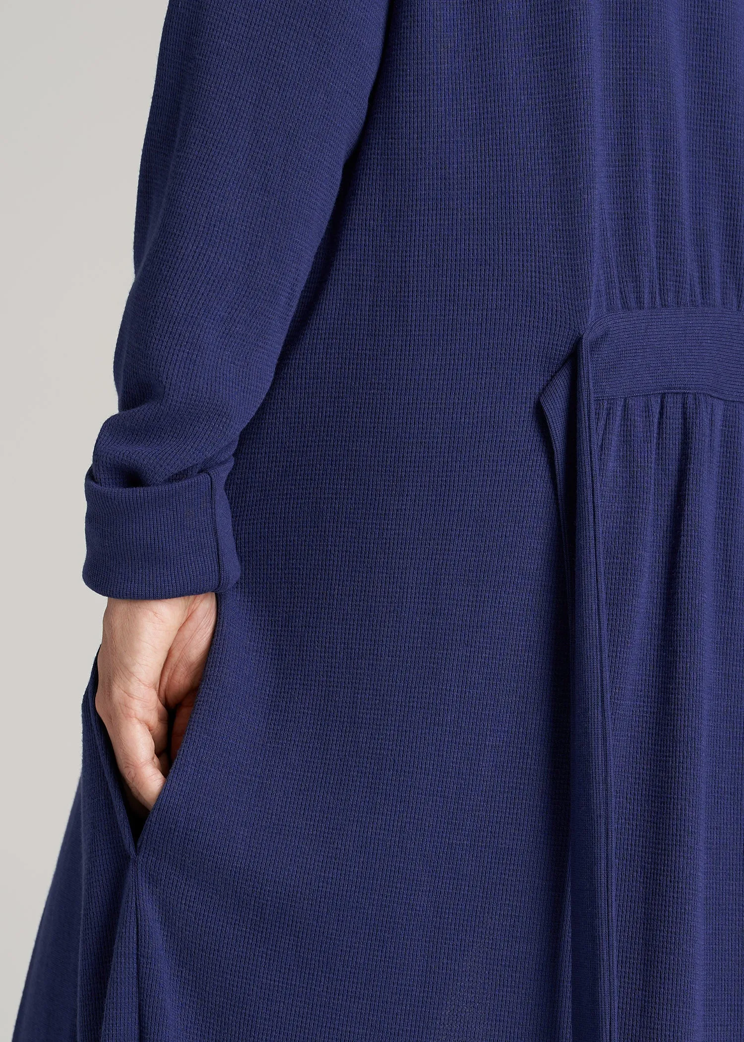Waffle Lounge Robe for Tall Women in Midnight Blue