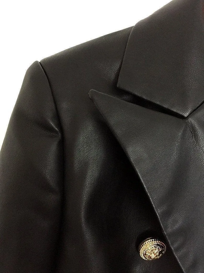 Women Blazer Faux Leather Blazer
