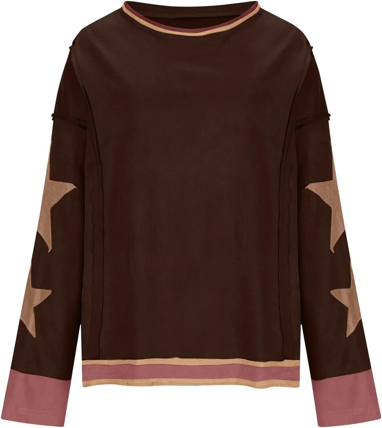 Women Oversize Sweatshirts Crewneck Long Sleeve Star Print Casual Loose Pullover Fall Fashion 2024 Clothes Tops